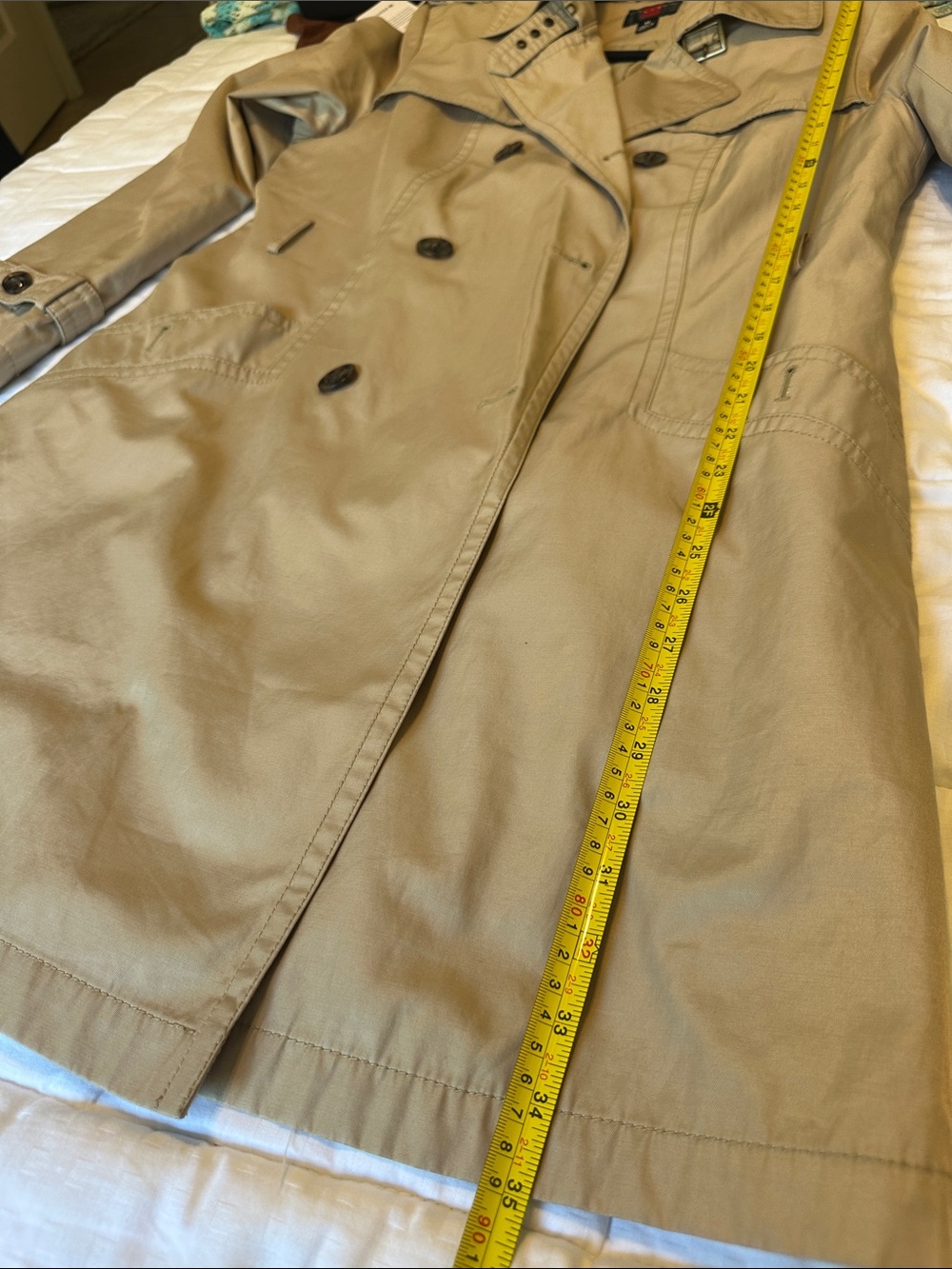 Women’s Styled Beige Trench Coat - Classic Double-Breasted Trench - Picture 12 of 13